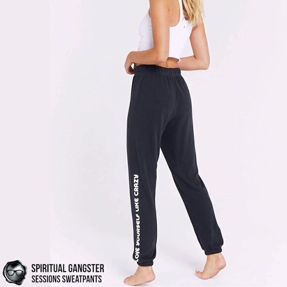 SPIRITUAL GANGSTER WOMEN LOVE YOURSELF SESSIONS JOGGER SWEATPANTS VINTAGE BLACK - Picture 3 of 16
